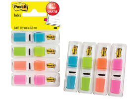 Indextabs Post-it 6834 11.9mmx43.1mm helder 3+1 gratis assorti 35 tabs per dispernser