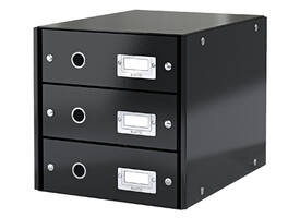 Ladenkast Leitz Click & Store WOW 3 laden gerecycled karton zwart