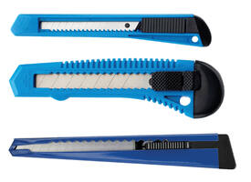 Snijmes Westcott Office 9mm met schuifsluiting en metalen houder blauw