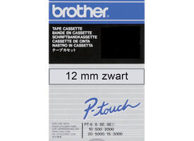 Labeltape Brother P-touch TC-101 standaard 12mm zwart op transparant