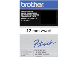 Labeltape Brother P-touch TC-201 standaard 12mm zwart op wit