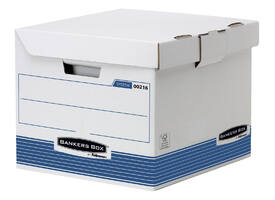 Archiefdoos Bankers Box System flip top kubus wit blauw