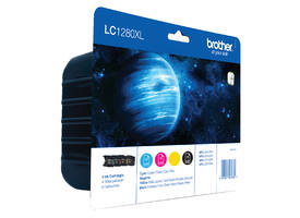 Inktcartridge Brother LC-1280XLVALBP zwart + 3 kleuren