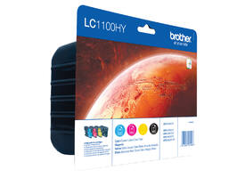Inktcartridge Brother LC-1100HYVALBP zwart + 3 kleuren