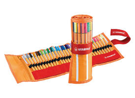Fineliner STABILO point 88/30 rollerset oranje/rood fijn assorti 30st