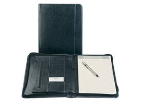 Schrijfmap Brepols Palermo luxe A4 met rits incl schrijfblok zwart