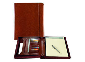 Schrijfmap Brepols Palermo luxe A4 met rits incl schrijfblok bruin