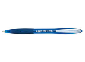Balpen Bic Atlantis soft metalen clip clic medium blauw