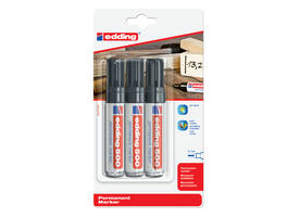 Viltstift edding 500 schuin 2-7mm zwart blister à 3 stuks