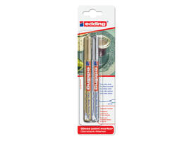 Paintmarker edding 780 op oliebasis 0.8mm goud en zilver blister à 2st