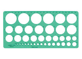 Cirkelsjabloon Linex 39 cirkels met inktvoetjes 1-35mm groen
