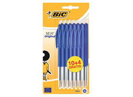 Balpen Bic M10 medium blauw blister à 10+4 gratis