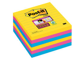 Memoblok Post-it 675 Super Sticky 101x101mm lijn Rio 6 stuks
