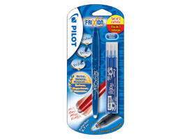 Rollerpen PILOT friXion medium blauw blister à 1 stuk + 3 vullingen