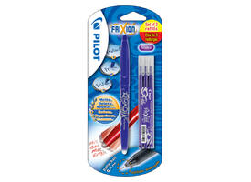 Rollerpen PILOT friXion medium paars blister à 1 stuk + 3 vullingen