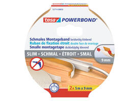 Dubbelzijdige montagetape tesa® Powerbond Small 5mx9mm wit 2 stuks