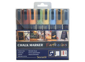 Krijtstift Securit SMA-510 schuin 2-6mm Earth Colors blister à 8 stuks