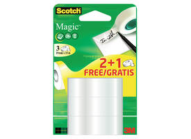 Plakband Scotch Magic 19mmx15m 2+1 gratis onzichtbaar 3 rollen