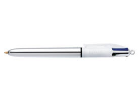 Balpen Bic 4kleuren shine medium zilver