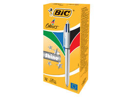 Balpen Bic 4kleuren shine medium zilver