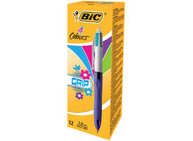 Balpen Bic 4kleuren grip fashion medium paars