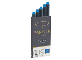 Inktpatroon Parker Quink uitwasbaar koningsblauw pak à 5 stuks