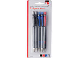 Balpen Quantore grip drukknop assorti 5 stuks