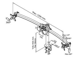 Monitorarm Neomounts D700D 3x10-27" met klem zwart