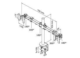 Monitorarm Neomounts D960D 2x10-27" met klem zwart