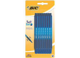 Balpen Bic soft feel clic grip blauw medium blister à 15 stuks