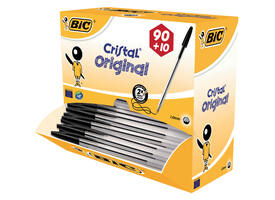 Balpen Bic Cristal medium zwart doos à 90+10 gratis