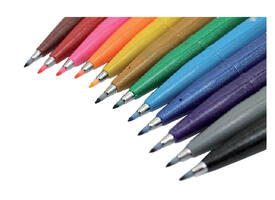 Brushpen Pentel SES15C Sign Artist standaardkleuren 12 stuks
