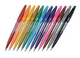 Brushpen Pentel SES15C Sign Artist standaardkleuren 12 stuks