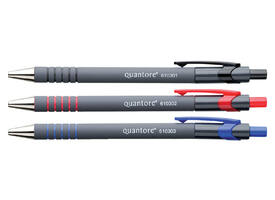 Balpen Quantore rubbergrip drukknop blauw medium
