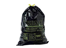 Vuilniszak Komo 60 liter met trekband zwart rol à 15 stuks