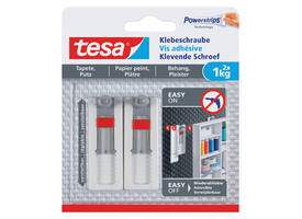 Klevende schroef tesa® behang en pleisterwerk 1kg verstelbaar wit 2 stuks