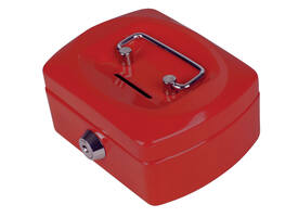 Geldkist Pavo met muntgleuf 125x95x60mm rood