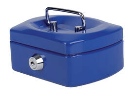 Geldkist Pavo met muntgleuf 125x95x60mm blauw