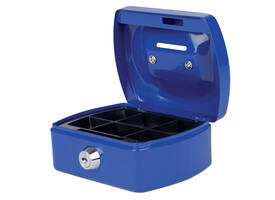 Geldkist Pavo met muntgleuf 125x95x60mm blauw