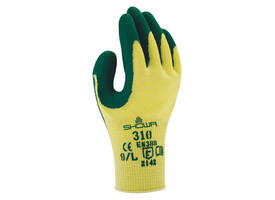 Handschoen Showa 310 grip latex S groen/geel
