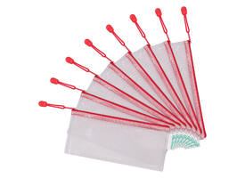 Opbergtas Tarifold met rits 250x115mm PVC rood