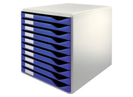 Ladenblok Leitz A4 10 laden blauw/wit