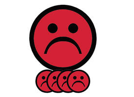 Magneet smiley 75mm emotie bedroefd rood 5 stuks