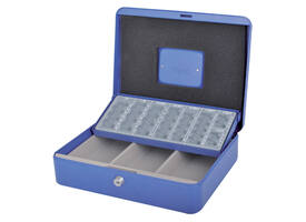 Geldkist Pavo met muntsorteerbak 300x240x90mm blauw