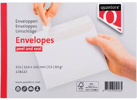 Envelop Quantore bank C6 114x162mm zelfklevend wit 25 stuks