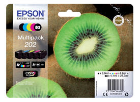 Inktcartridge Epson 202 T02E74 zwart + 3 kleuren + foto zwart