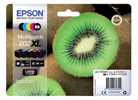 Inktcartridge Epson 202XL T02G74 zwart + 3 kleuren + foto zwart