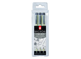 Fineliner Sakura Pigma Micron set à 3 schrijfbreedtes fijn zwart