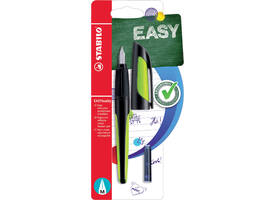Vulpen STABILO Easybuddy rechtshandig M zwart/lime blister à 1 stuk