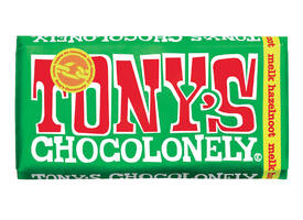 Chocolade Tony's Chocolonely melk hazelnoot reep 180gr